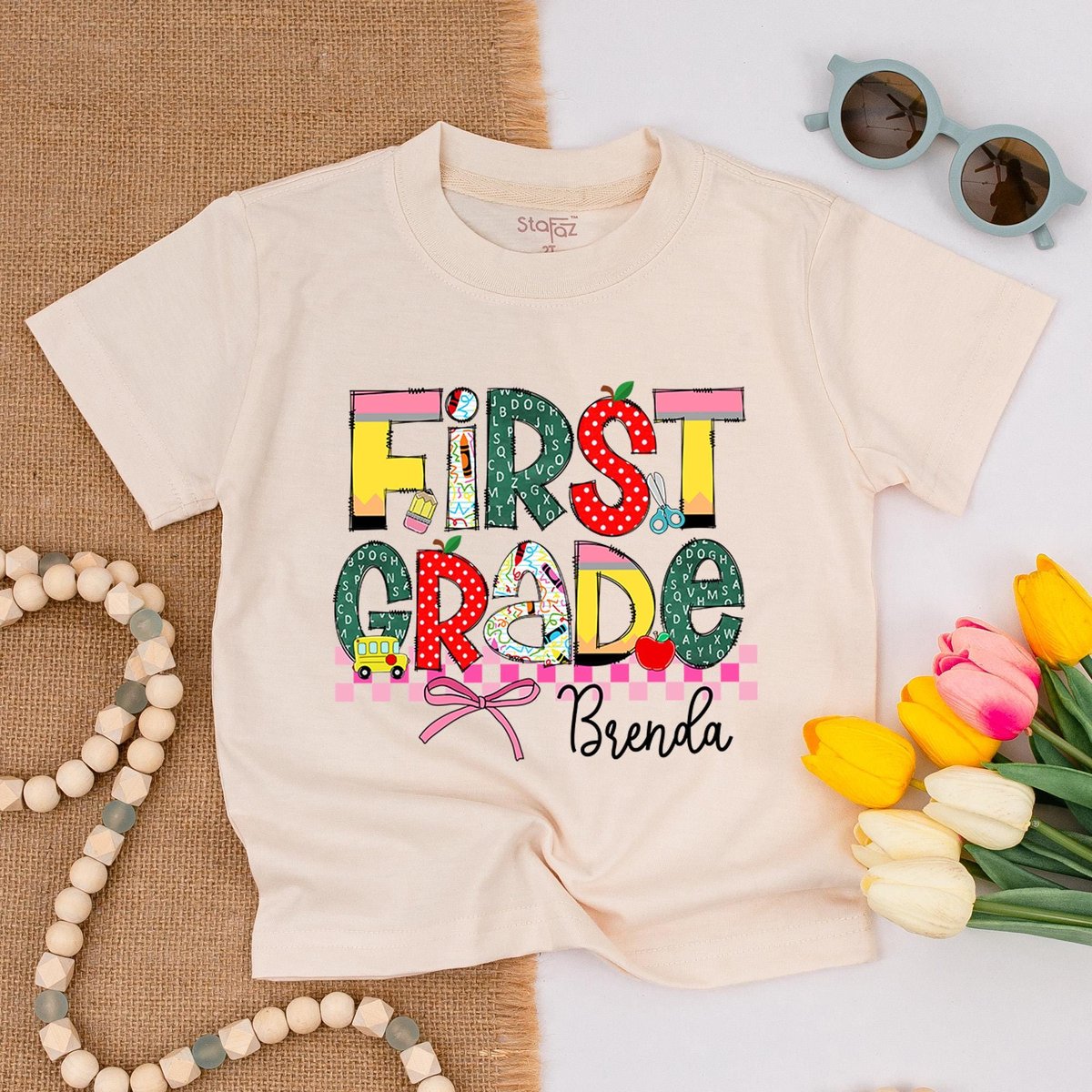 First Grade Shirt Girl Back to School Shirt 1st Grade Outfit Girl Personalized School Tee Custom Nam 429