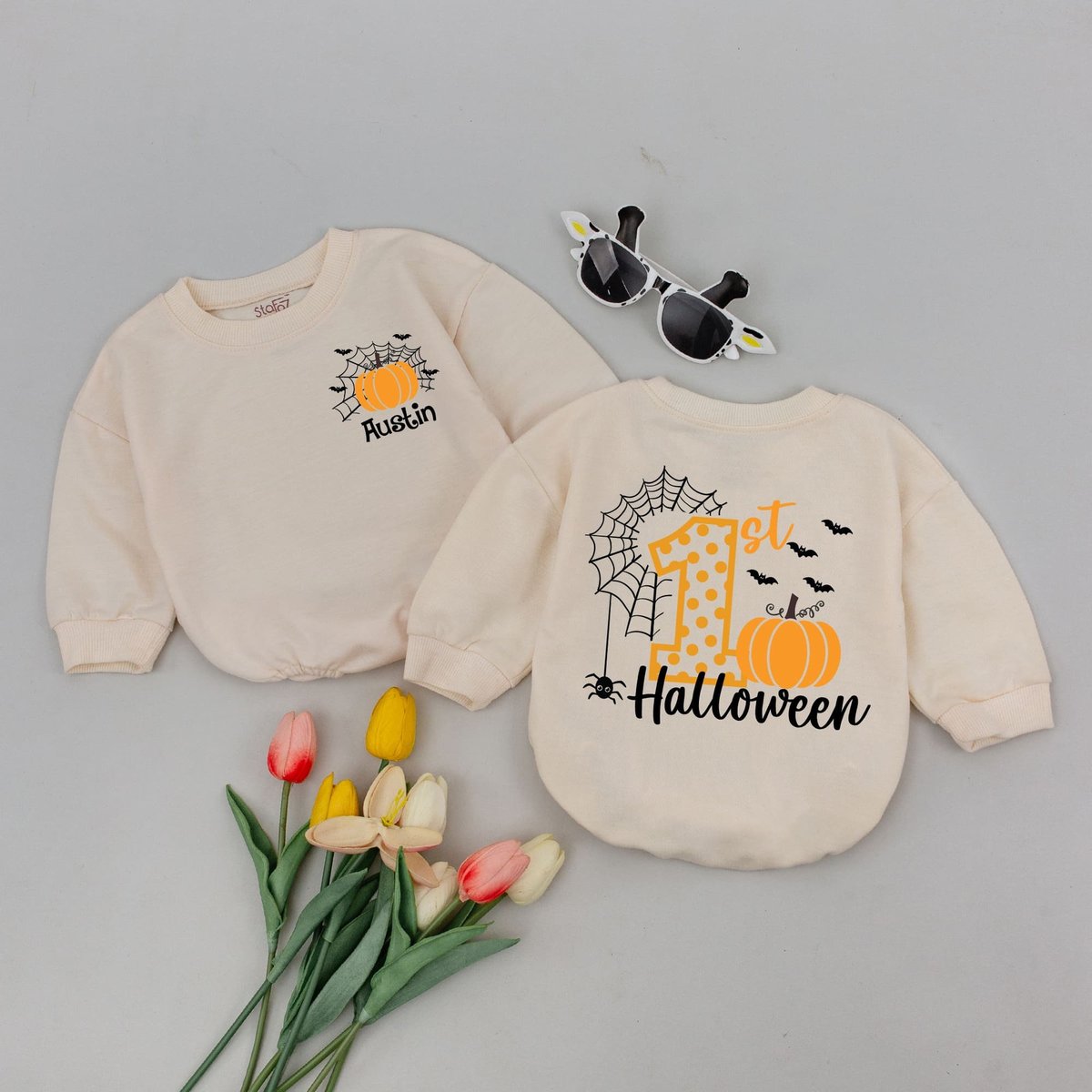 First Halloween Custom Baby Romper Toddler Baby Halloween Bodysuit Sweatshirts Halloween Baby Outfit 174