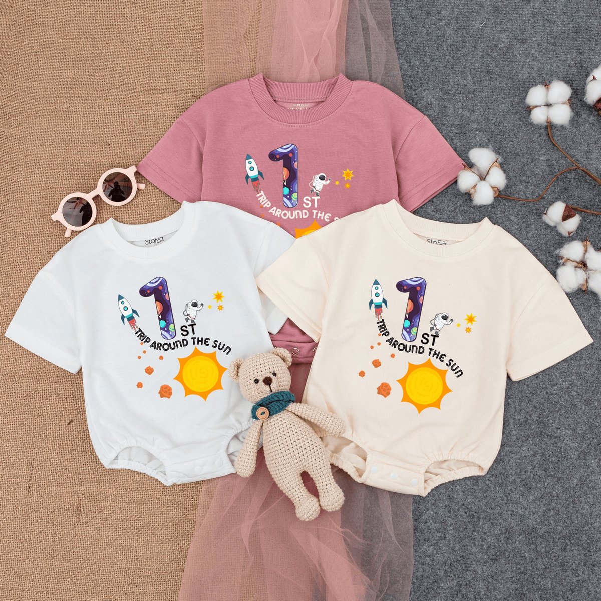 First Trip Around the Sun Baby Romper First Birthday Boy Baby Boy Clothes Space Baby First Birthday 169