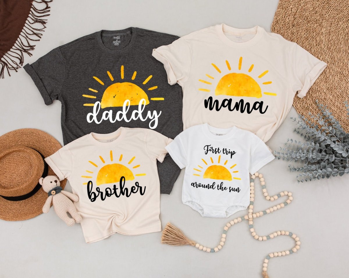 First Trip Around The Sun Birthday Shirt Matching Birthday Shirts 1st Birthday Outfit Boho Sun Birth 165