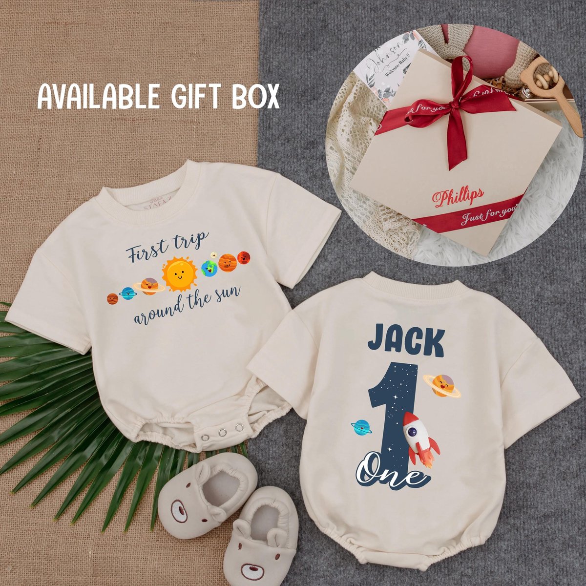 First Trip Around the Sun Boy Romper Space Theme 1st Birthday Bubble Romper Galaxy Baby Outfit One Y 432