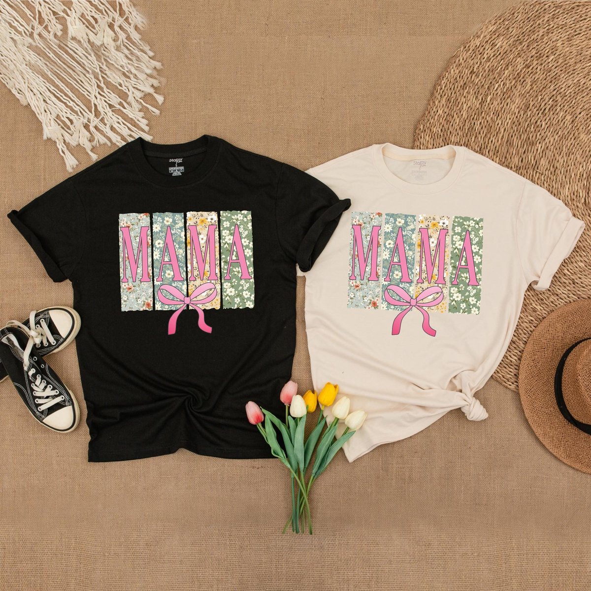 Floral Mama Bow T shirt Gift for Mom Mama Varsity Outfit Mothers Day Gift Mom Shirt Retro Mama Shirt