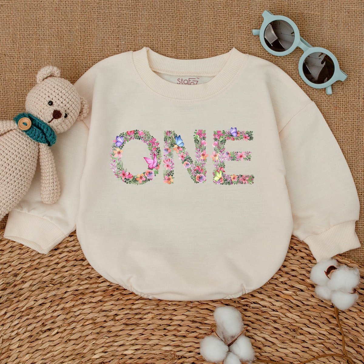 Flower Sweet One Baby Romper Wild One Baby Bodysuit First Birthday Outfit Baby Girl Romper Newborn B 169