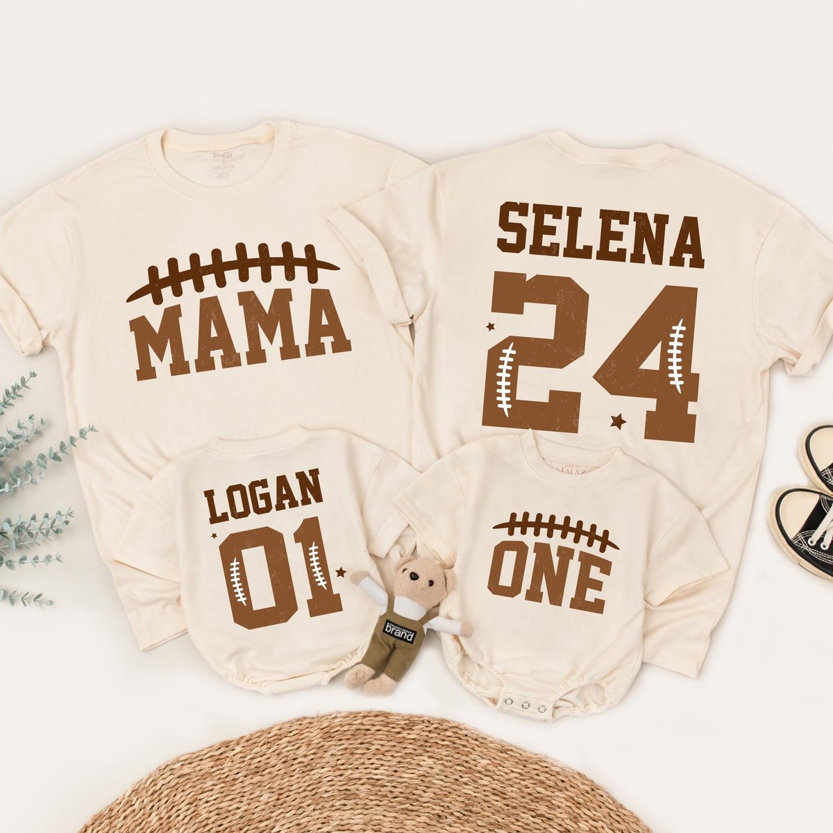 Football 1st Birthday Matching Shirts Family Football Shirt Custom Name and Number Shirt Football Bi 436