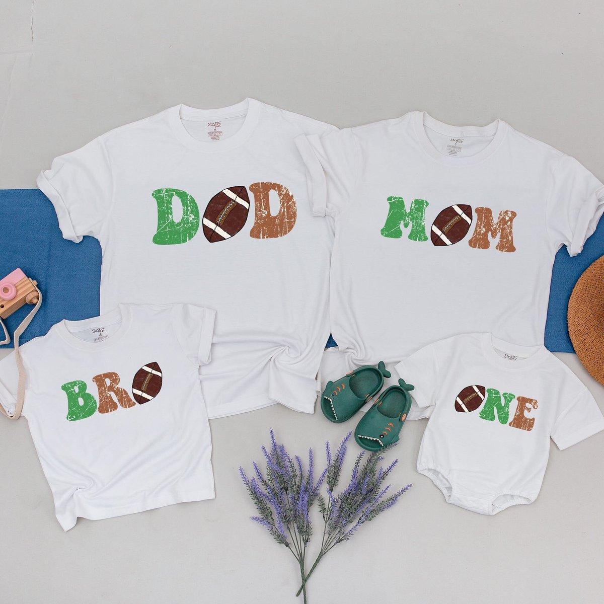 Football First Birthday Matching Family Shirts Boy 1st Birthday Outfit Touchdown One Mommy and Me Sh 168