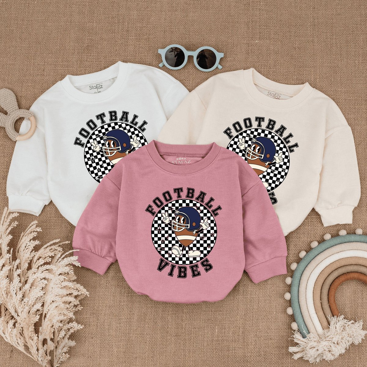 Football Vibes Baby Romper Football Season Toddler Shirt Kids Game day Shirts Announcement Gift for 166