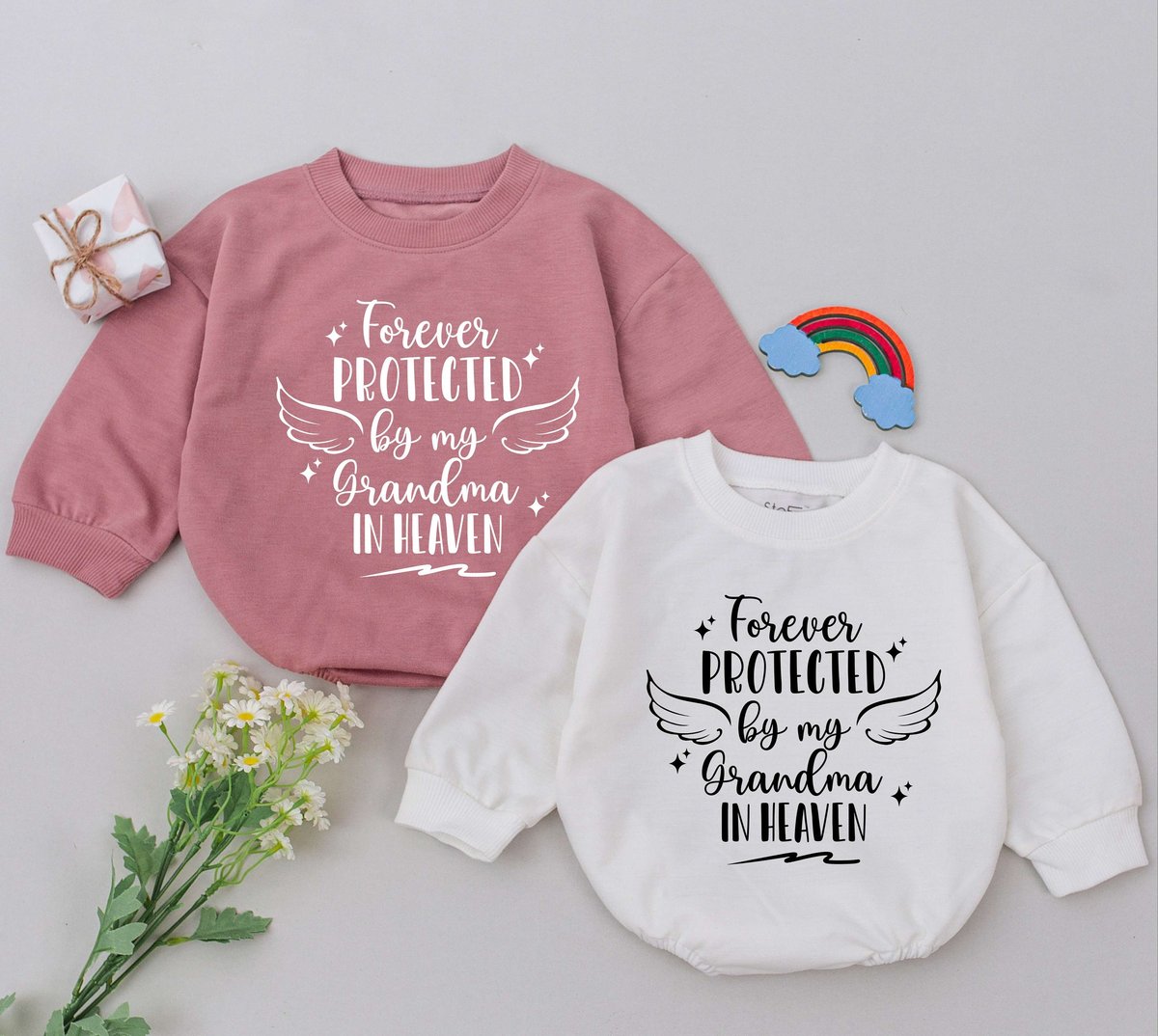 Forever Protected By Grandma Romper Natural Handpicked By My Grandma Baby Shirt Memorial Baby Outfit
