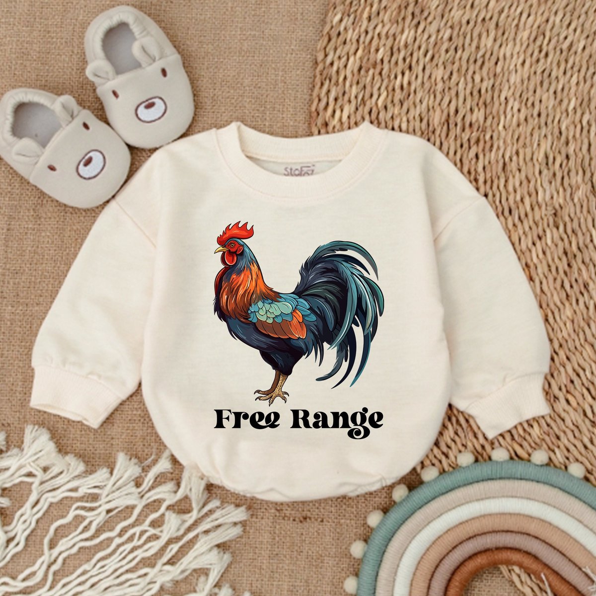 Free Range Rooster Romper Rooster Bodysuit Farm Animal Baby Romper Rooster Shirt Gender Neutral Baby