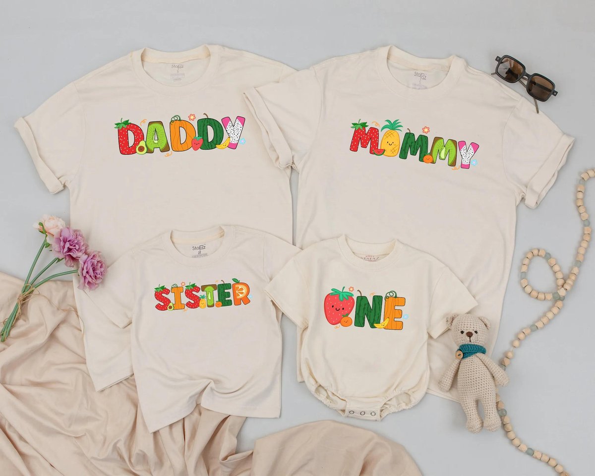 Fruit Matching Family Birthday Shirts 1st Birthday Outfit Mommy and Me T Shirts Baby One Bodysuit Co 432