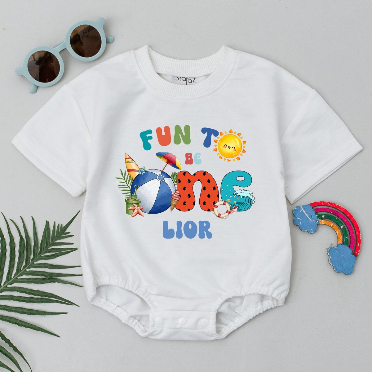 Fun to Be One Birthday Romper Beach Pool Baby Romper First Birthday Baby Outfit 1st Birthday Baby Bo
