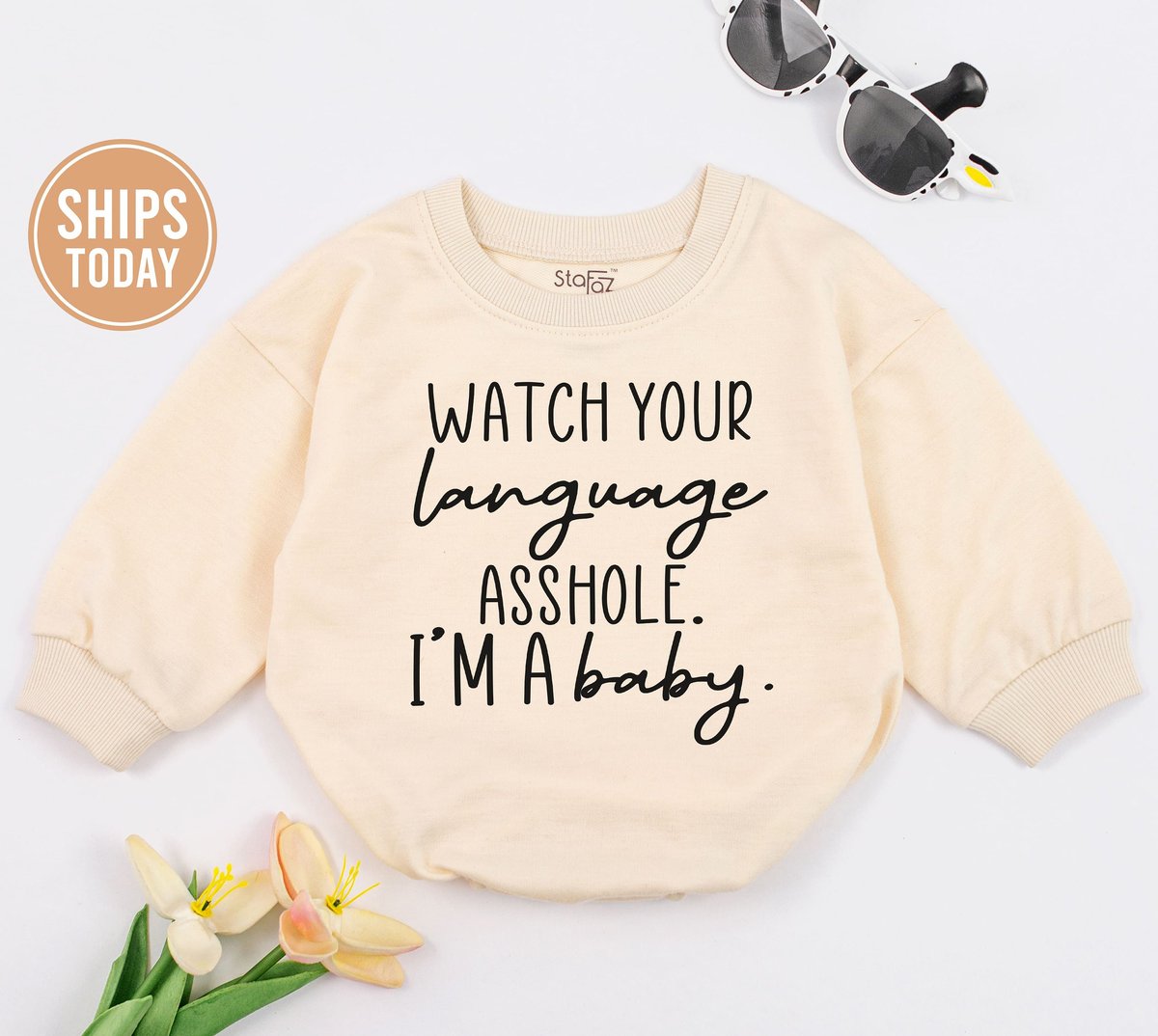 Funny Baby Romper Baby Shower Gift Baby announcement Watch Your Language AHole Romper Funny Baby Clo 149