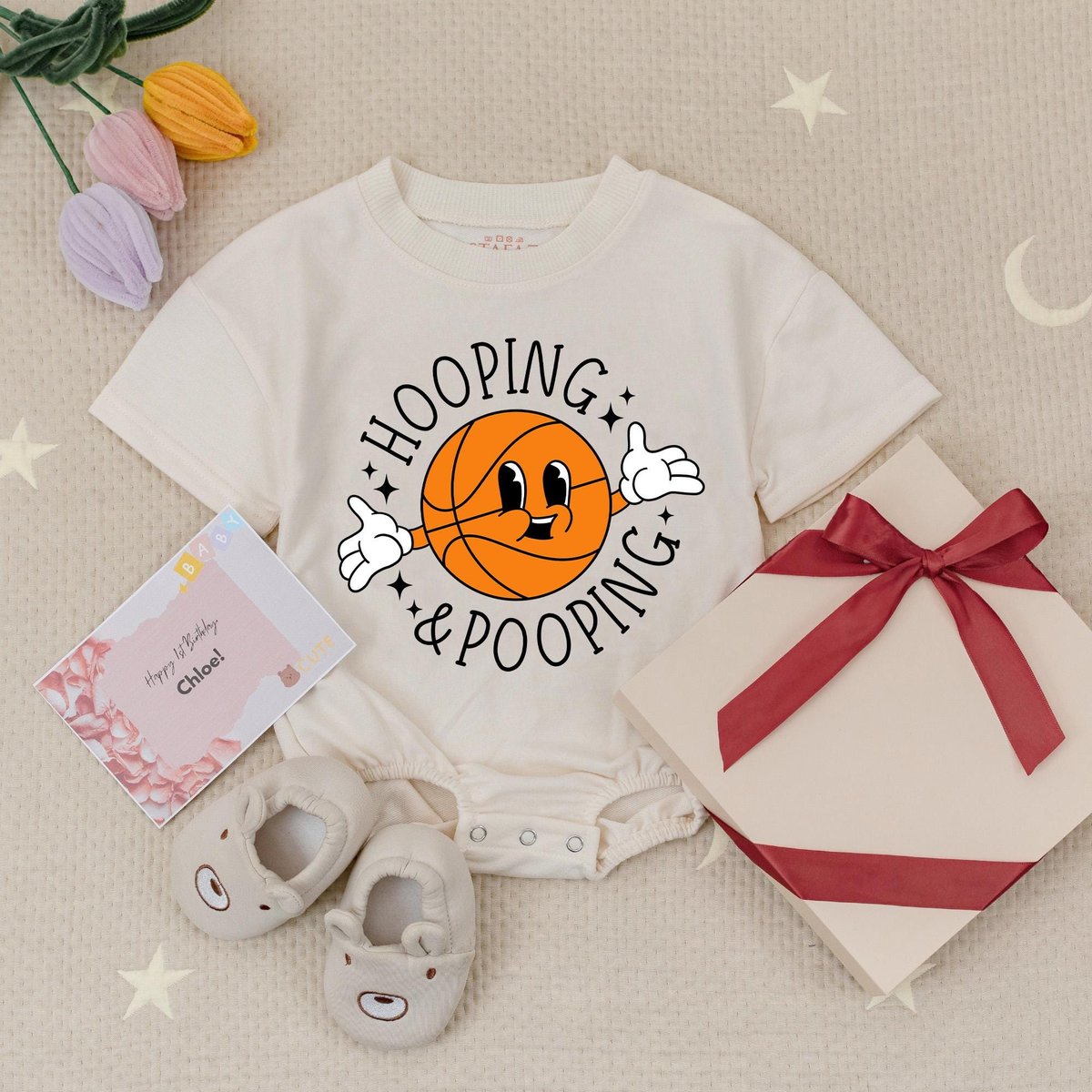Funny Basketball Hooping and Pooping Baby Romper Natural Cotton Baby Shower Gift for Sports Fan Bask