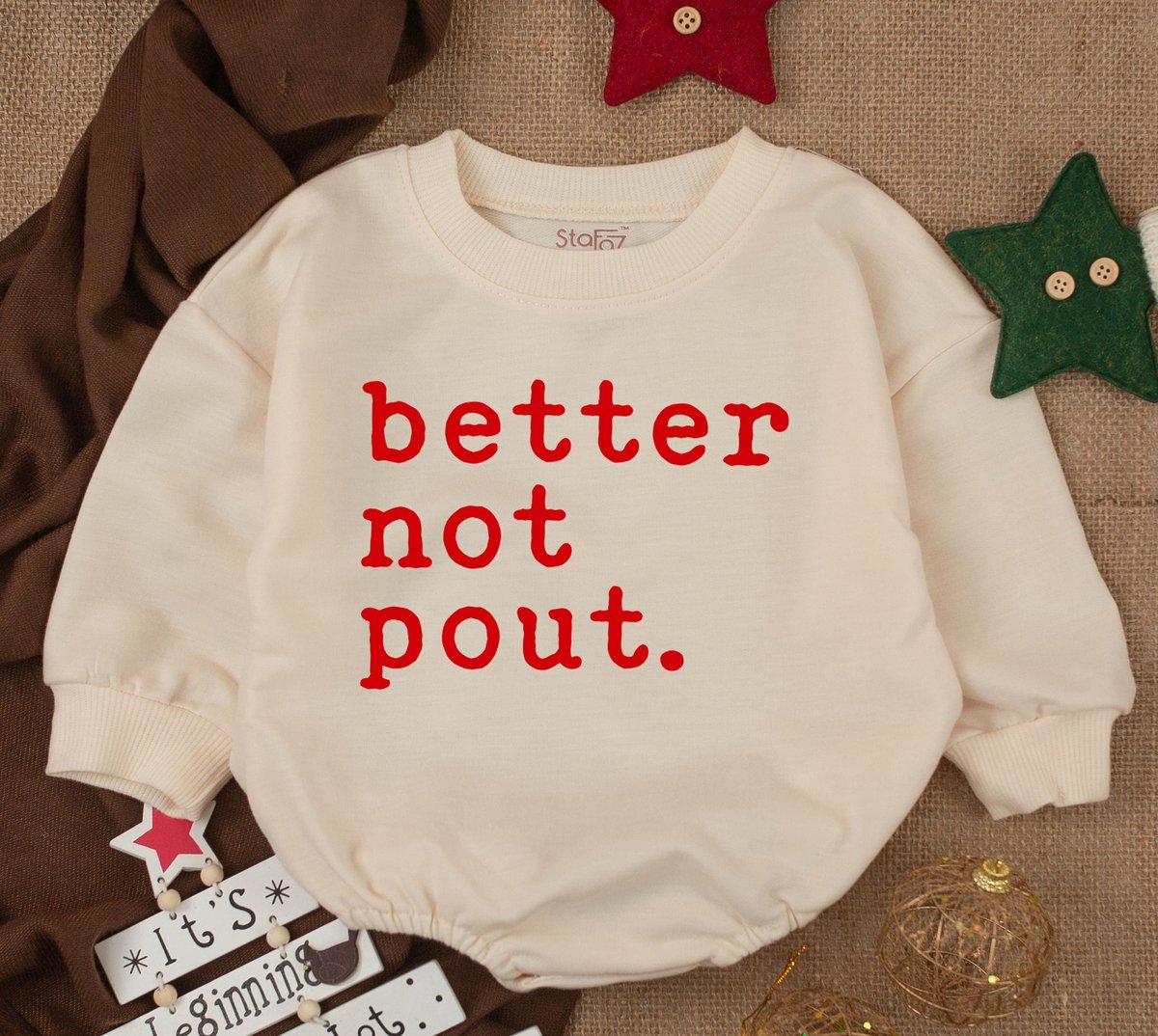 Funny Christmas baby Outfit Better not pout super soft cozy warm sweatsuit Christmas baby girl Retro 155