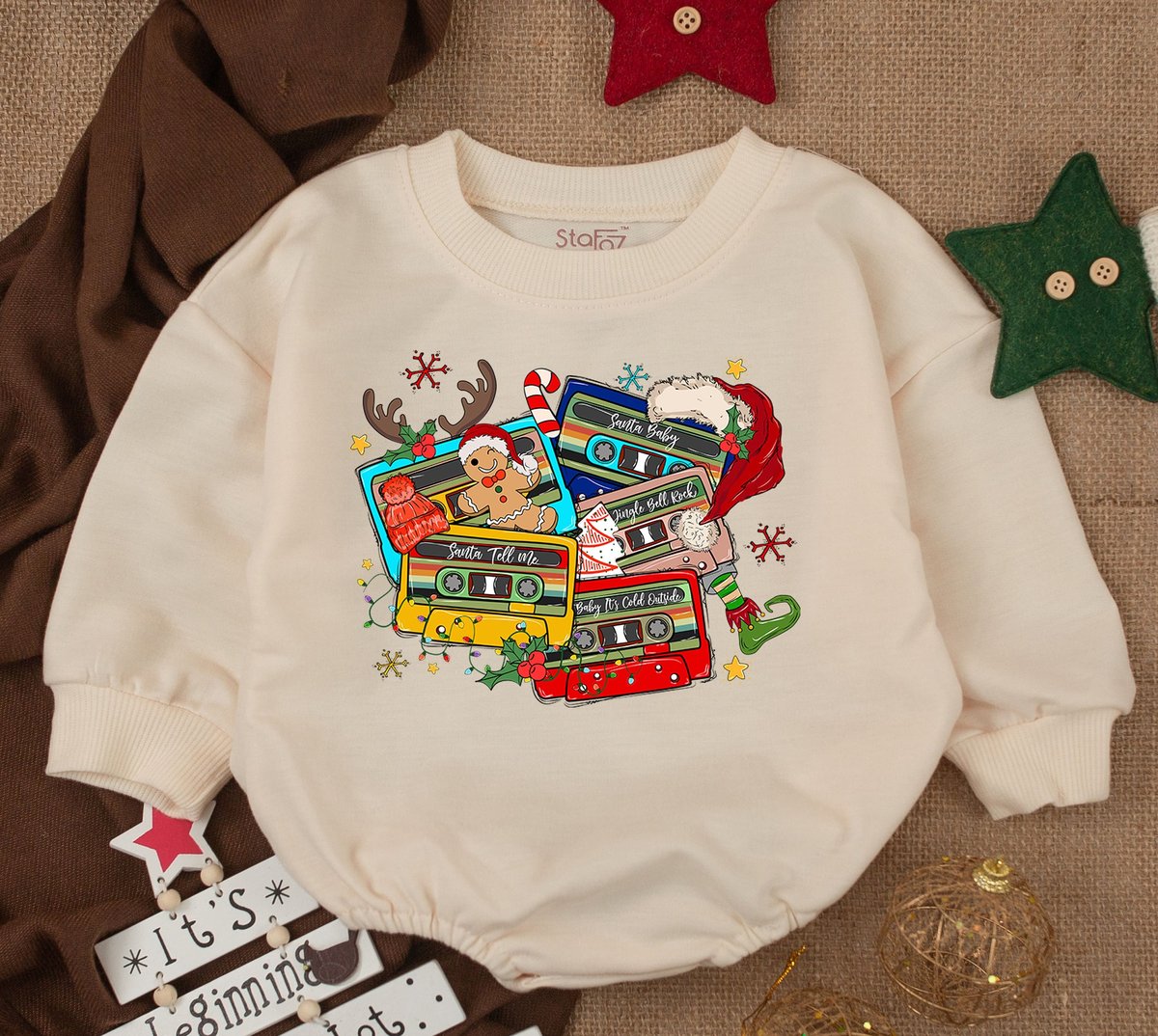 Funny Christmas Baby Outfit Bubble Romper Retro Christmas Gift 1st Christmas Merry Christmas Vibes B 156