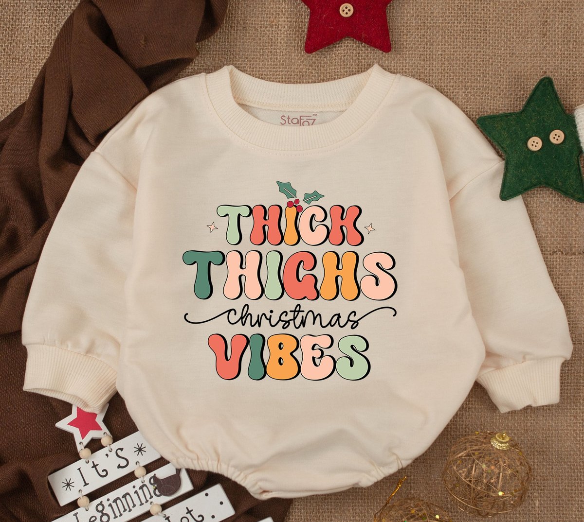 Funny Christmas Baby Outfit Bubble Romper 1st Christmas Baby Shower Thick Thighs baby outfit Infant 157