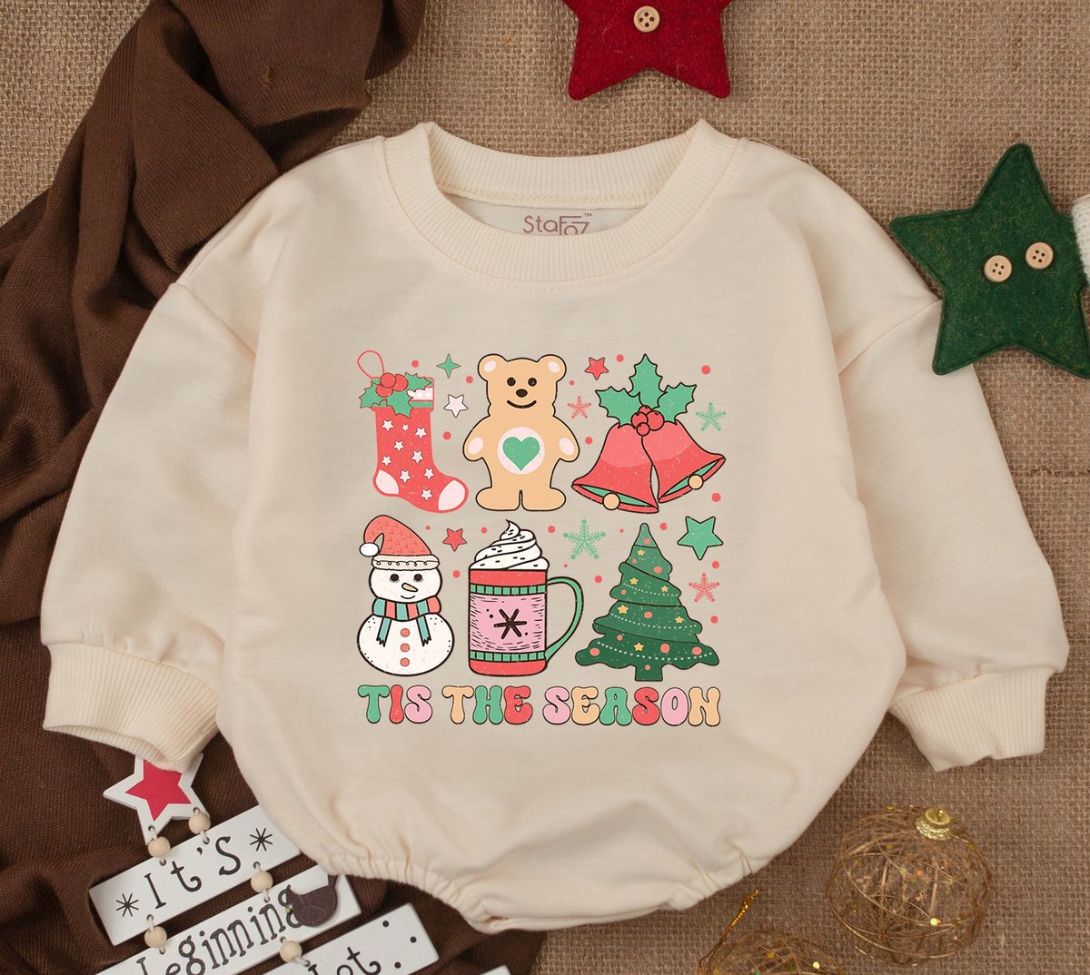 Funny Christmas Baby Outfit Bubble Romper Toddler Sweatshirt 1st Christmas Merry Christmas Vibes Bab 157
