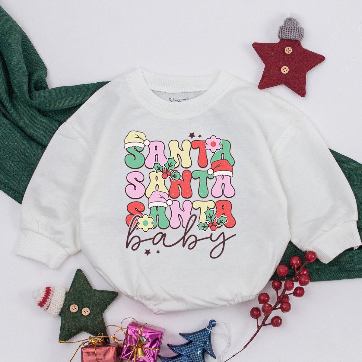 Funny Christmas baby Outfit Santa baby super soft cozy warm sweatsuit Christmas baby Girl Retro Sant 156