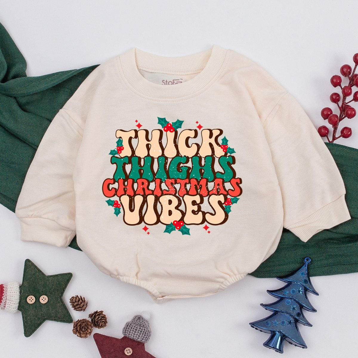 Funny Christmas Baby Romper Thick Thighs Christmas Vibes 1st Christmas Merry Christmas Vibes Baby Sh 156