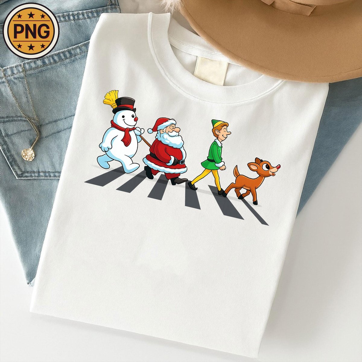 Funny Christmas Beatles Parody Png Merry Christmas Png Santa Elf Snowman and Reindeer Holiday Wall A 435