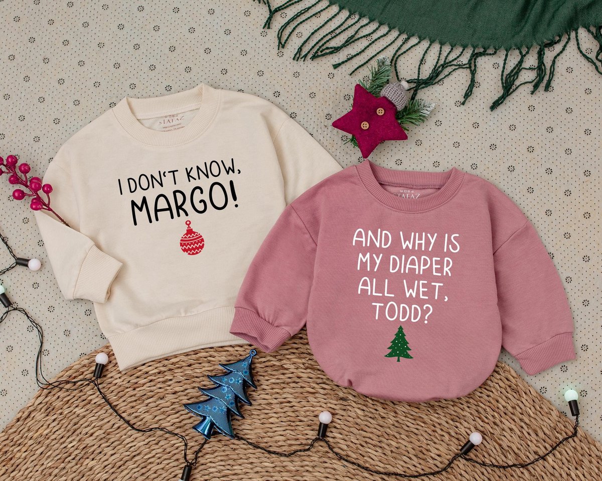 Funny Christmas Twins Bubble Romper And Why Is My Diaper All Wet Todd I Don't Know Margo Baby Rompe