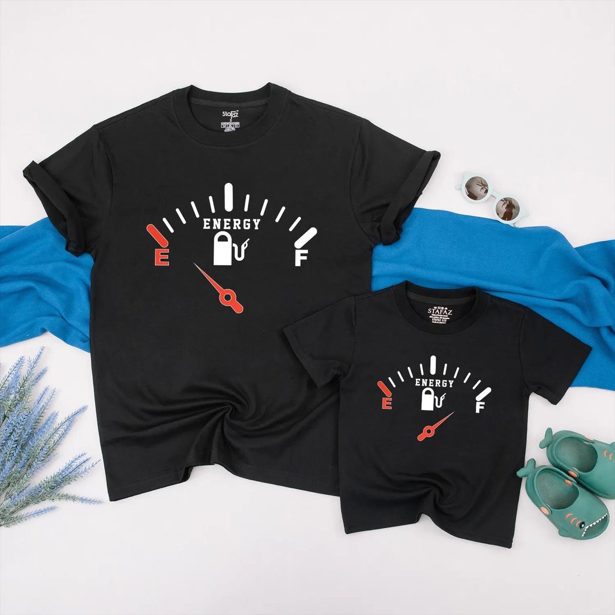 Funny Family Matching Energy Meter Shirts Custom Energy Gauge for Dad and Baby Personalized Daddy an 431