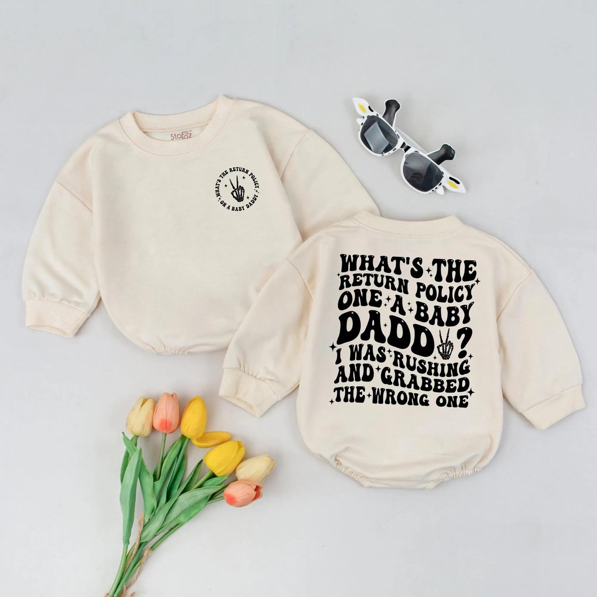 Funny Father's Day Bubble Romper Return Policy Romper Hilarious Toddler Bodysuit Daddy Joke Baby Cl 431