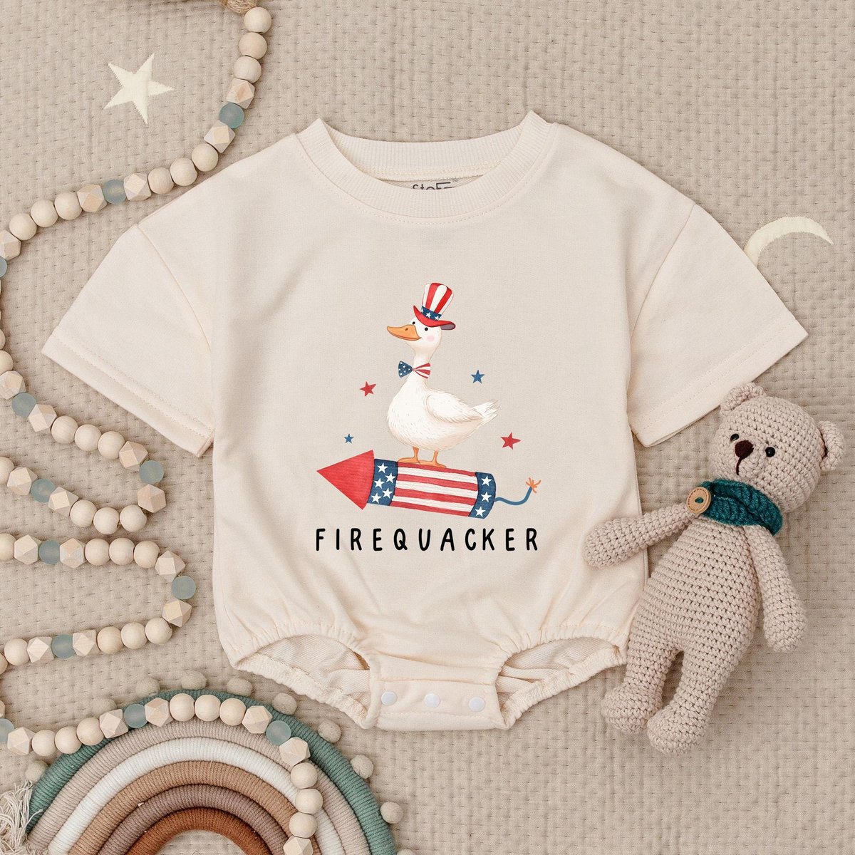 Funny Fourth Of July Baby Outfit Firequacker Baby Clothes Independence Day Baby Romper USA Goose Bab