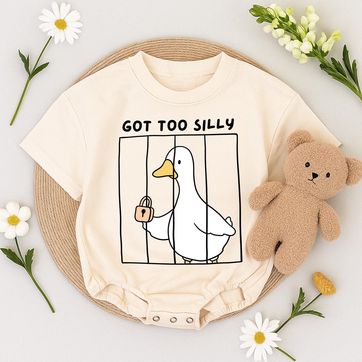 Funny Goose Baby Romper Sweatshirt Got Too Silly Outfit Silly Baby Clothes Baby Humor Romper Toddler 434