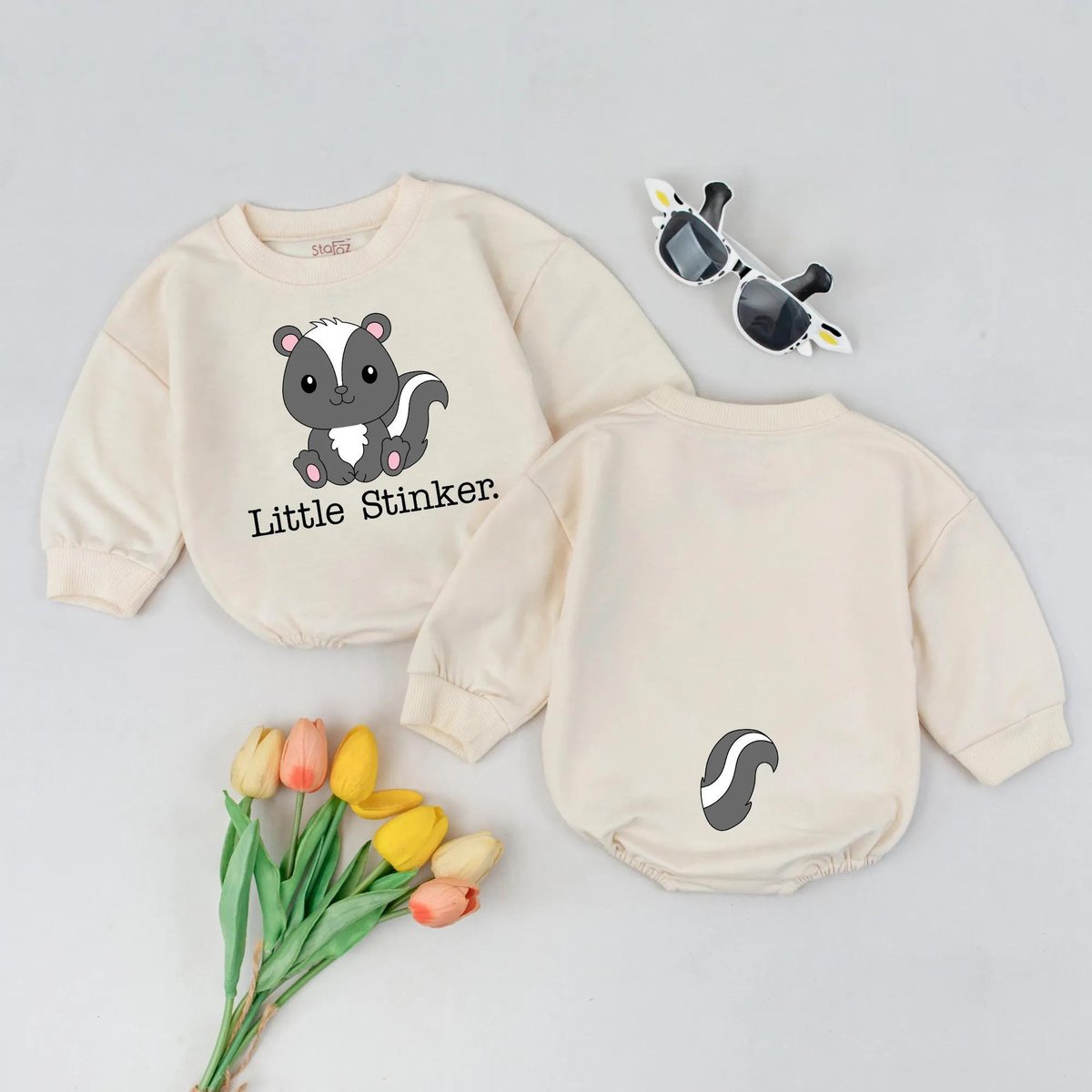 Funny Skunk Baby Bubble Romper Little Stinker Outfit Cute Animal Print Baby Clothes Gender Neutral B 188