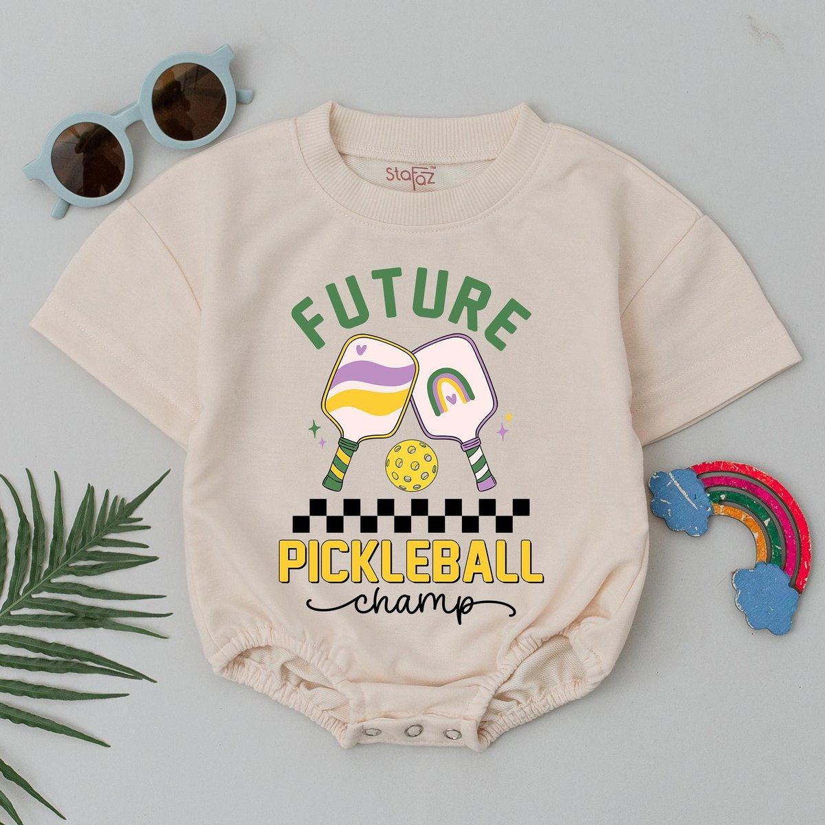 Future Pickleball Champ Baby Romper Funny Pickleball Baby Bodysuit Sports Baby Boy Outfit Baby Showe