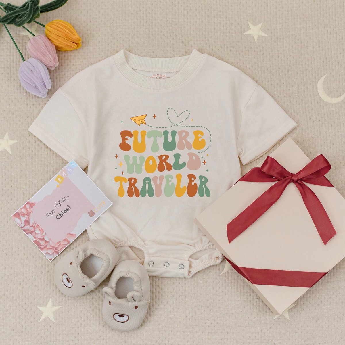 Future World Traveler Baby Romper Traveler Baby Bodysuit Retro Baby Adventure Bodysuit New Travel Bu