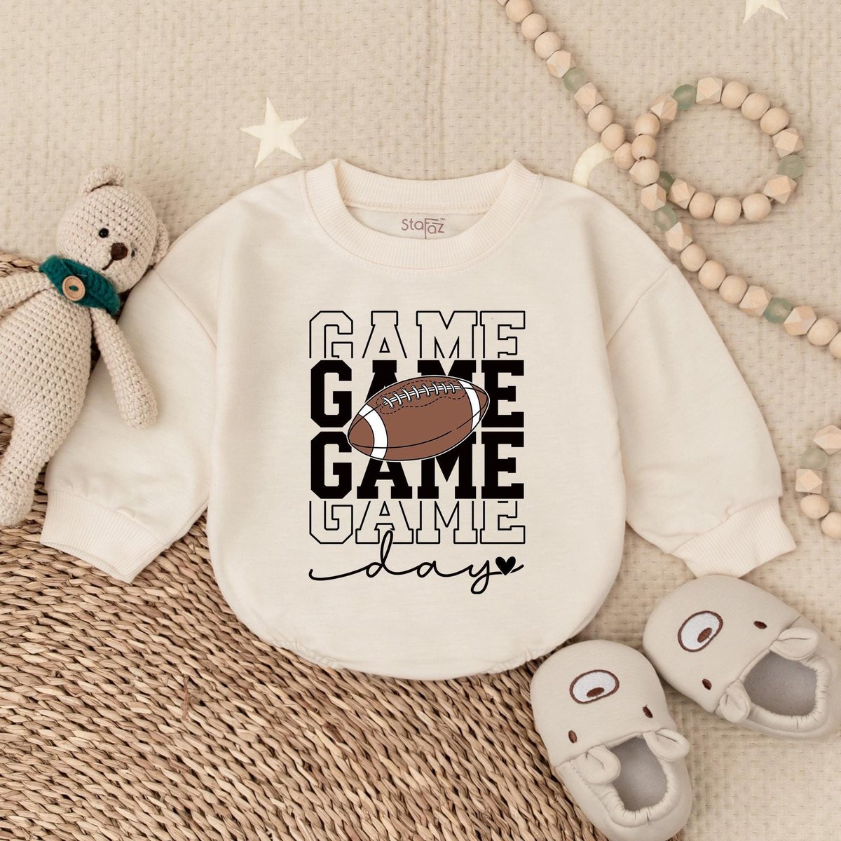 Gameday Football Baby Bubble Romper  Baby Boy Clothes  Football With Daddy Baby Romper  Baby body
