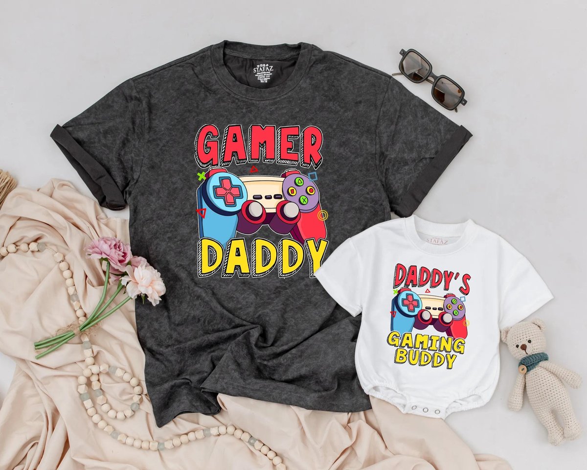 Gamer Daddy Baby Matching Shirt Father Son Gaming Outfit Daddys Gaming Buddy Bubble Romper New Dad G 188