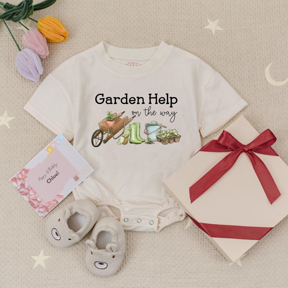 Garden Help On The Way Baby Romper Garden Baby Announcement Outfit Little Gardener Babysuit Gardenin
