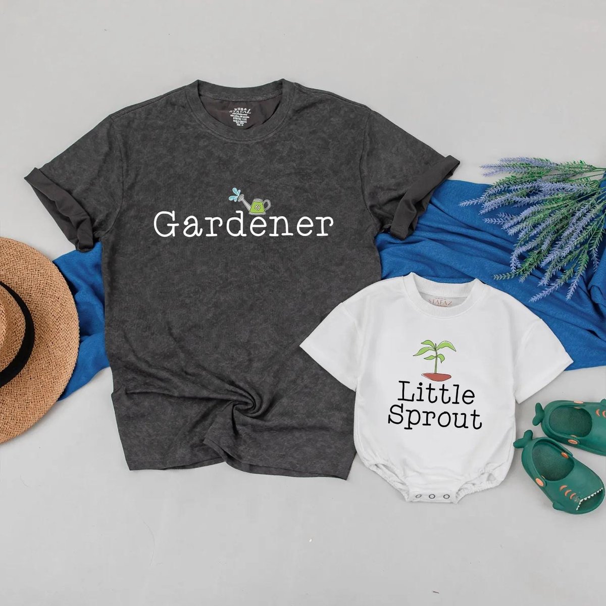 Gardener and Little Sprout Matching Shirts Mommy and Me Gardening Outfits Cute Baby Shower or First 429