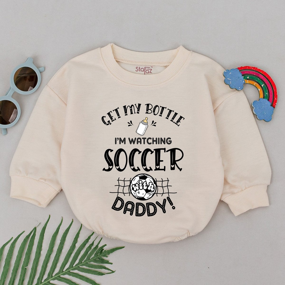 Get My Bottle I'm Watching Soccer With Daddy Romper Soccer Baby Outfits Father's Day Outfit Baby B