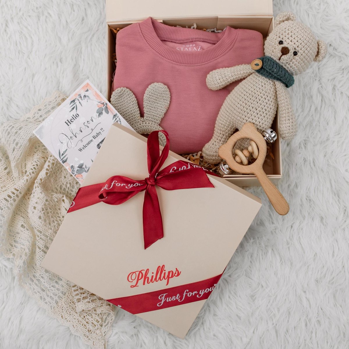 Gift Box for Baby Shower Unisex Baby Shower Gift Box Only FREE Ribbon Gift Card Newborn Clothing Pac 430