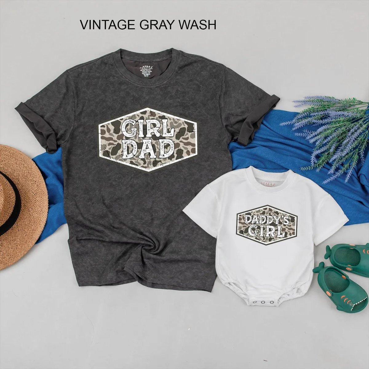 Girl Dad Camo Crest Shirt Daddy's Girl Clothes for Dad Vintage Military Dad Shirt Hunting Trip Outf 432