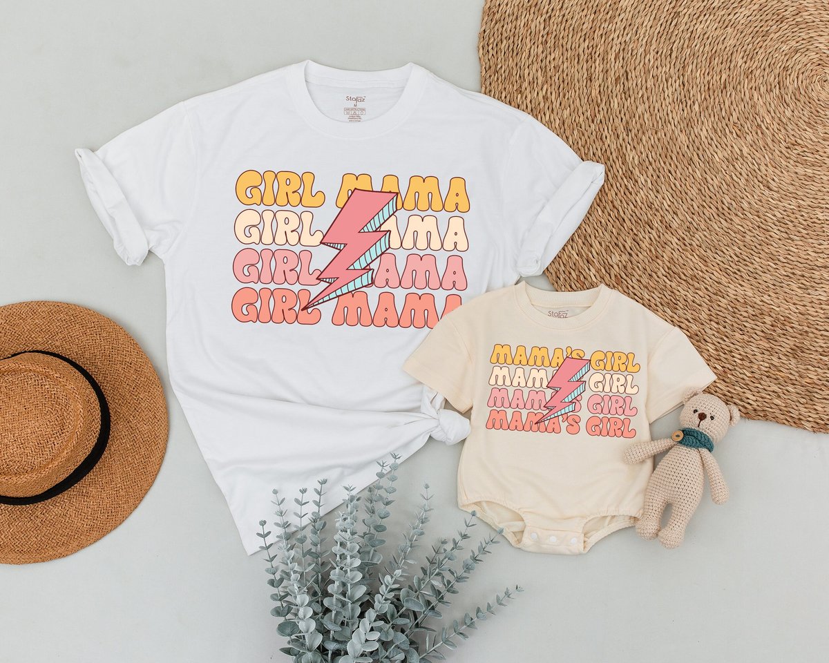 Girl Mama And Mama's Girl Shirts Retro Mama and Girl Mom And Baby Matching Outfit Mama's Girl Outf 172