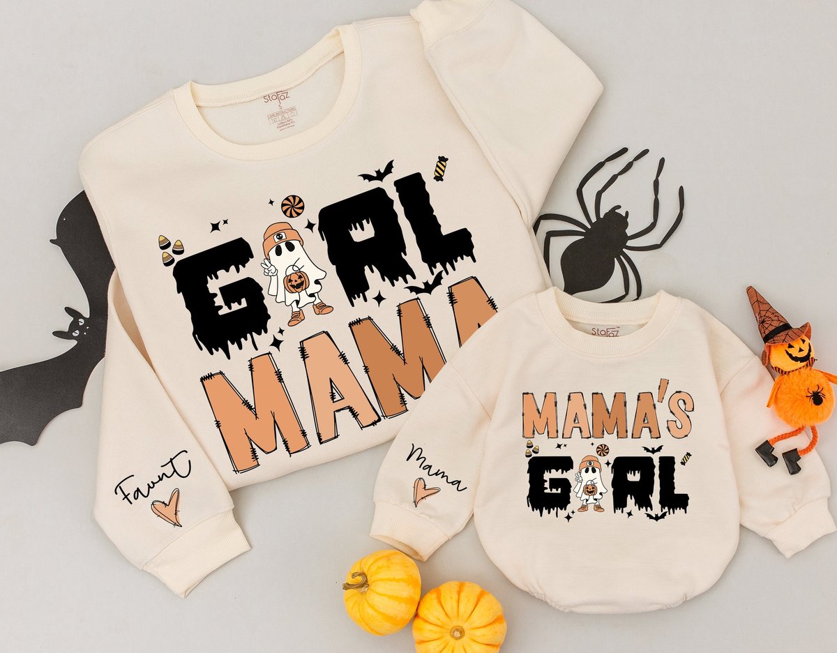Girl Mama and Mama's Girl Sweatshirts Mommy and Me Sweaters Matching Family Outfits Retro Halloween 176