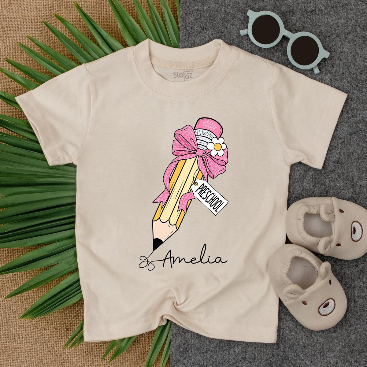 Girls Back to School Toddler T shirt First Day Preschool Shirt Personalized First Day of School Tee 188