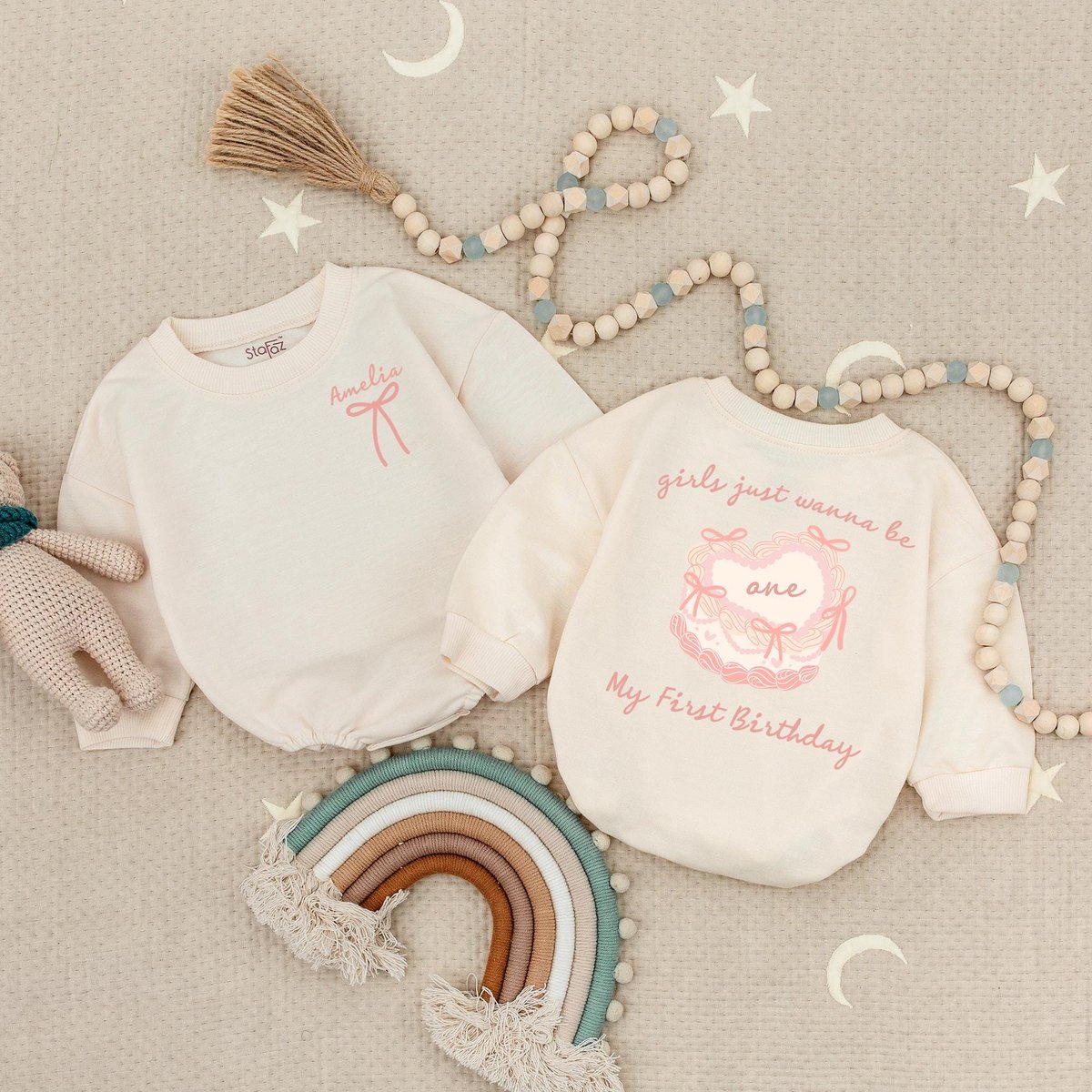 Girls Just Wanna Be One Birthday Baby Romper Personalized Name My First Birthday Baby Bodysuit 1st B