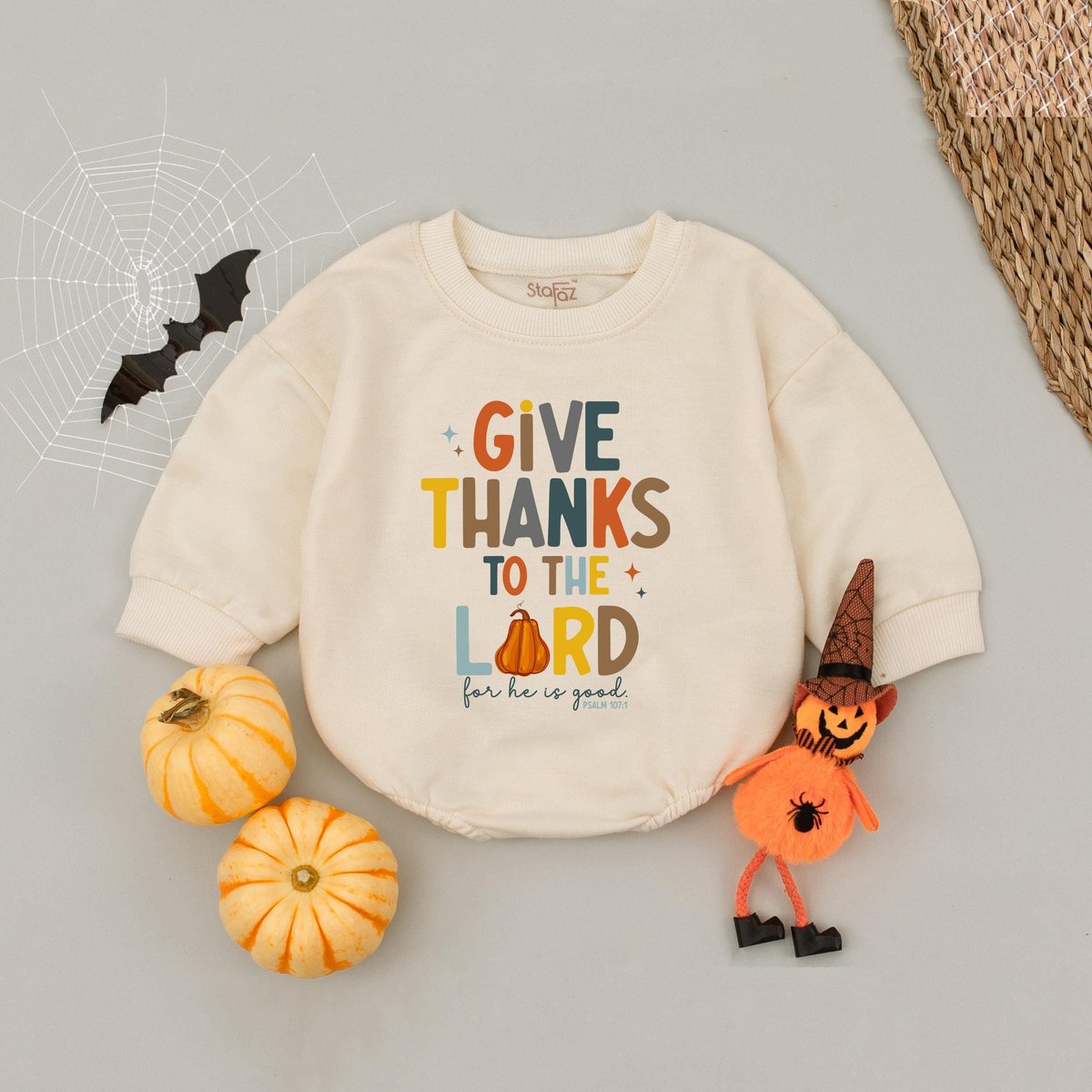 Give Thanks Boys Baby Romper Kids Religious Thanksgiving Babysuit Religious Baby Bubble Romper Boys