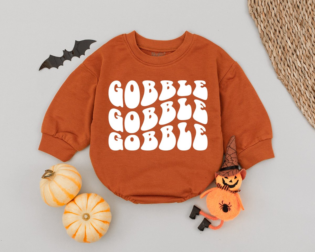 Gobble Gobble Baby Romper Baby's First Thanksgiving Outfit First Thanksgiving Romper Baby Shower Gi