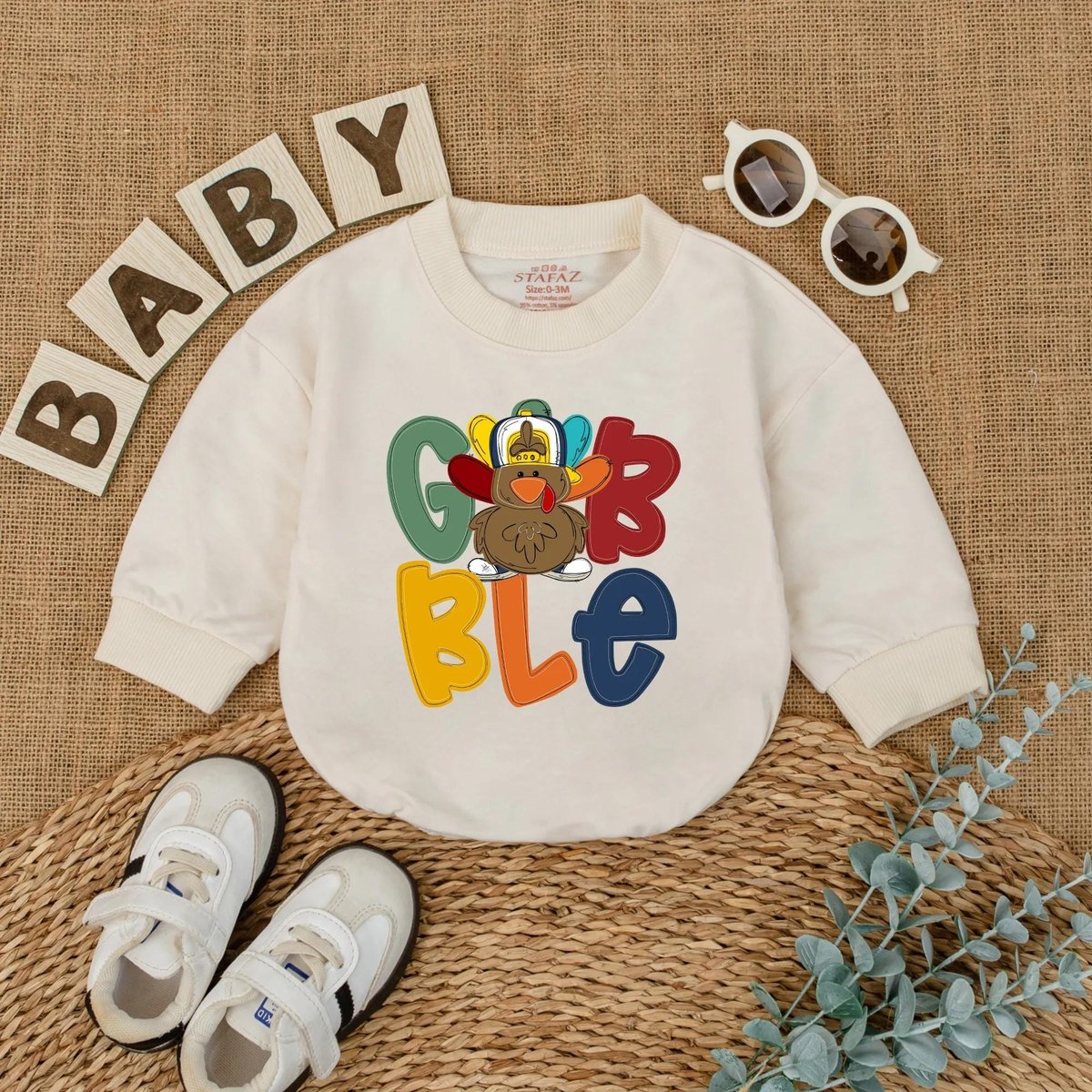 Gobble Turkey Baby Romper for Thanksgiving Day Little Turkey Baby Bodysuit Cute Thanksgiving Baby Ou 432