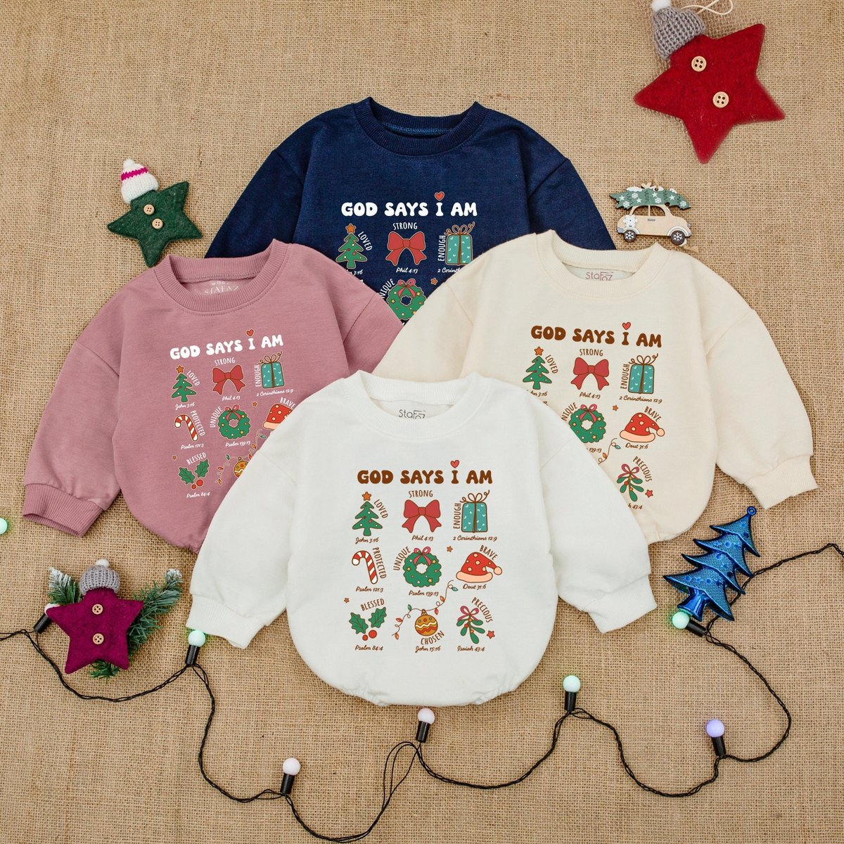 God Says I Am Christmas Bubble Romper Toddler Baby Christmas Sweatshirt Romper Baby Christmas Outfit 178