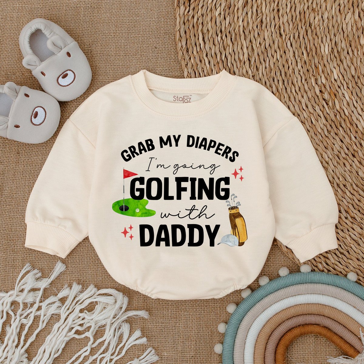 Going Golfing With Daddy Baby Outfit Golf Baby Clothes Bubble Romper Baby bodysuit Newborn Outfit