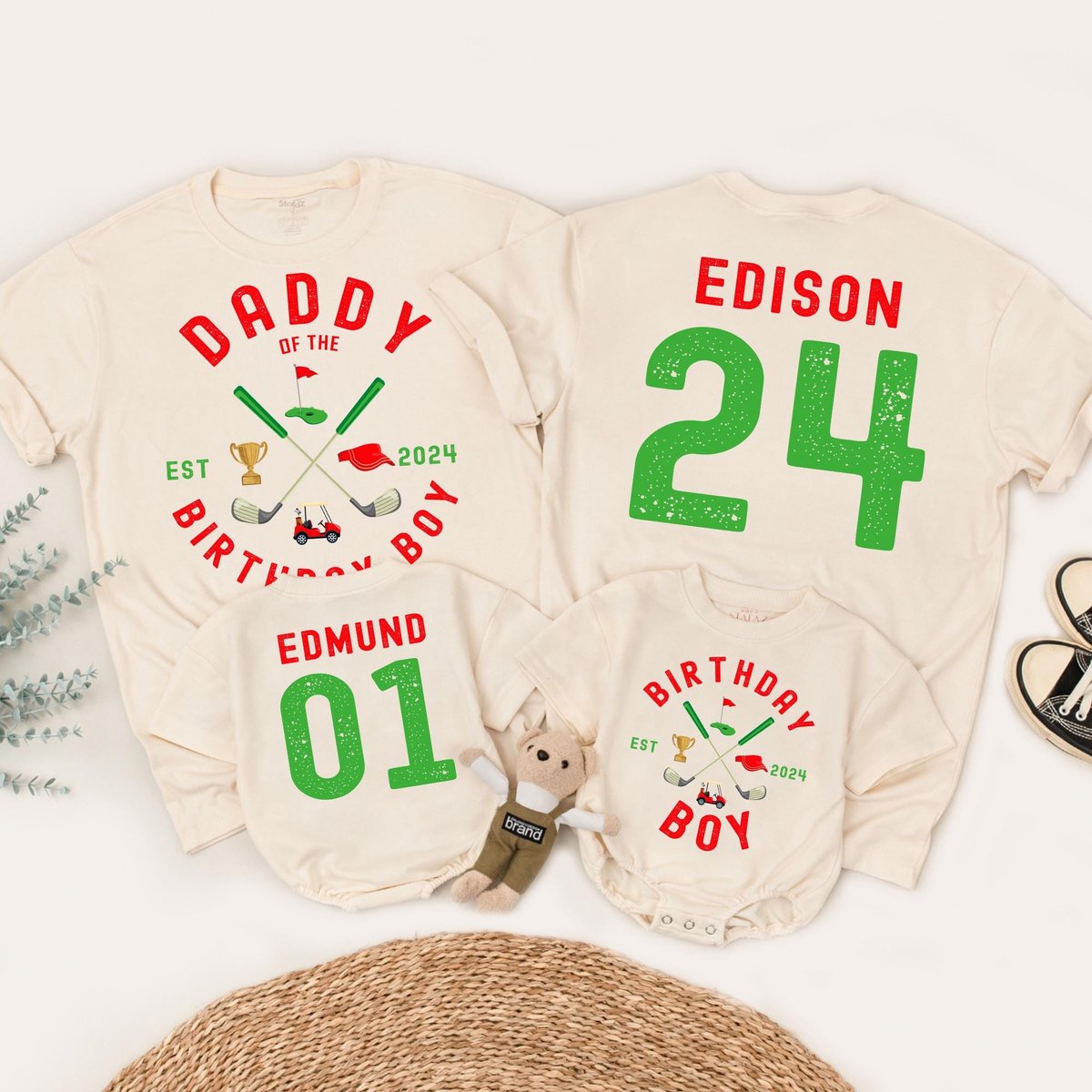 Golf Birthday Shirt 1st Birthday Outfit Hole in One Birthday Party Personalized Gold Family Birthday 185