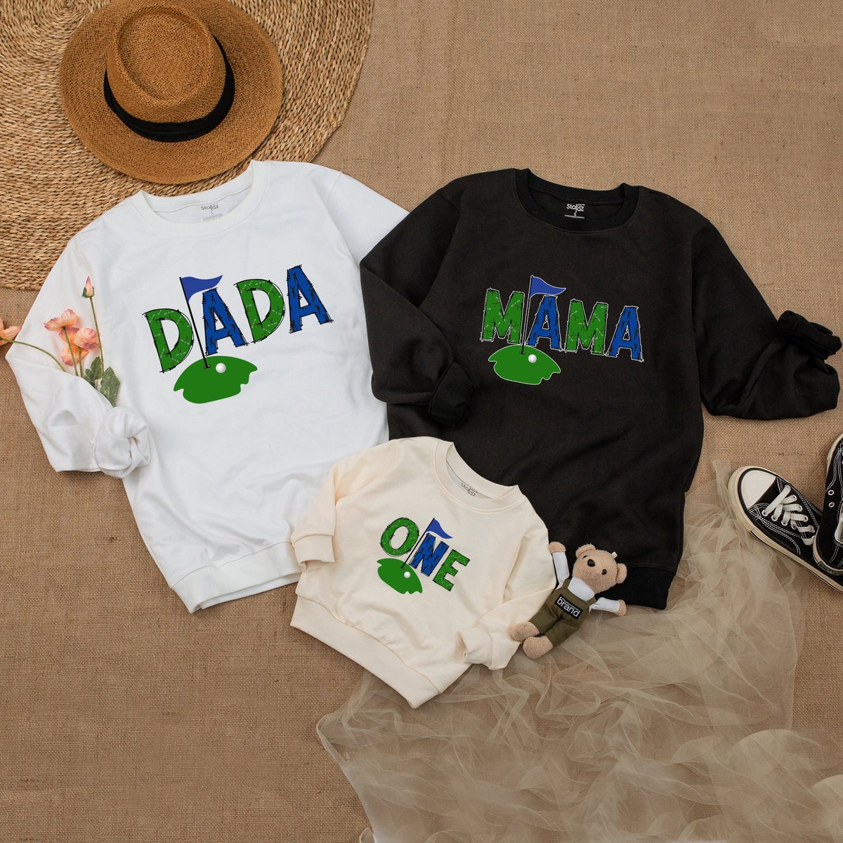 Golf Birthday Sweatshirt 1st Birthday Outfit Hole in One Birthday Party Matching Family Mommy and Me 158