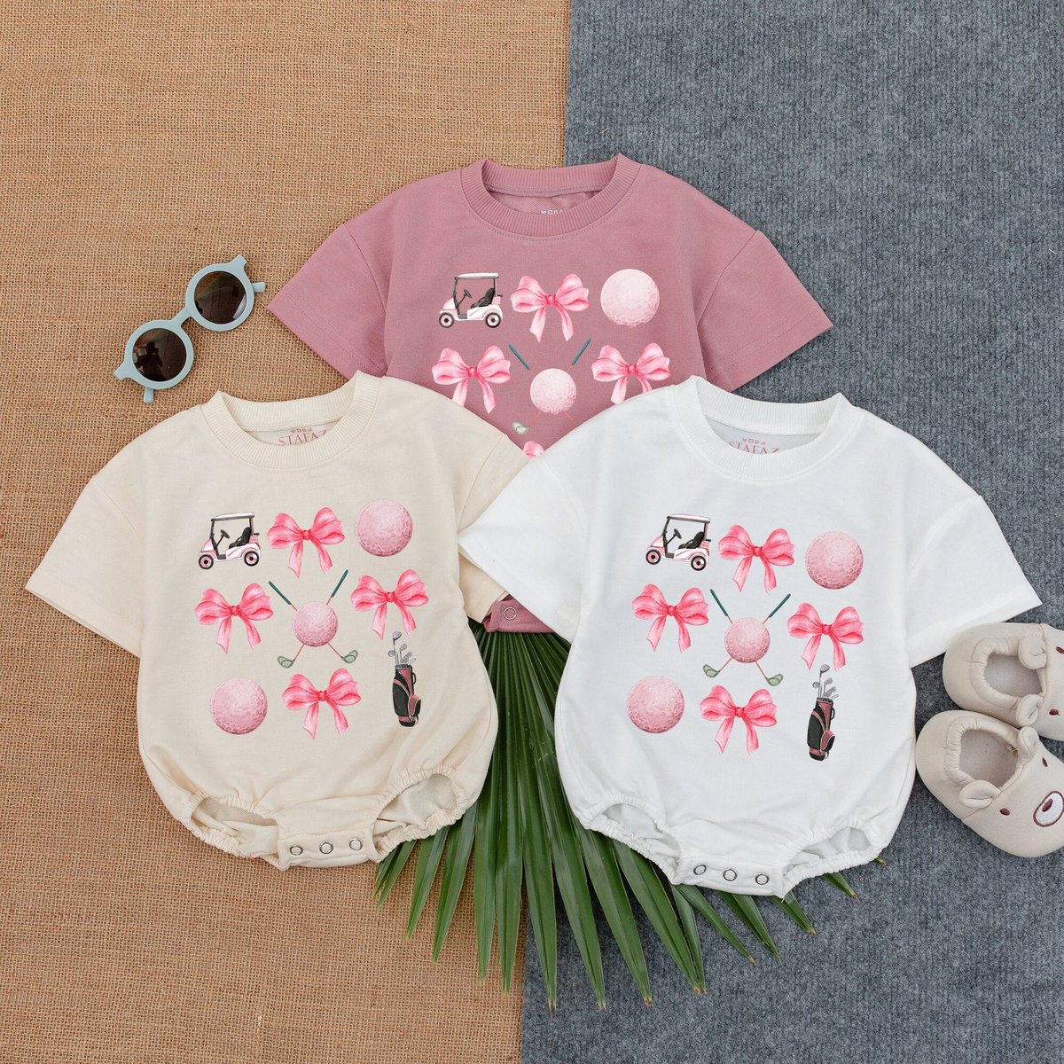 Golf Bow Bubble Romper Golf Pink Bow Birthday Golf Game Day Baby ClothesGameday OutfitBaby ClothesSh 177